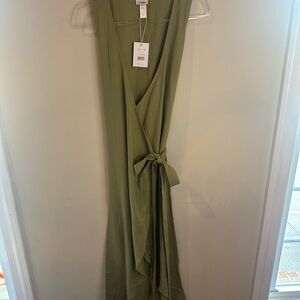 Andie Resort Wear Olive Green Sleeveless Wrap Dress